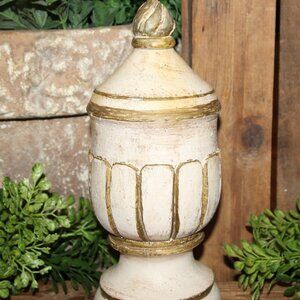 Ornate VTG Shabby Old World French Country Cream & Gold Relic Decor Finial